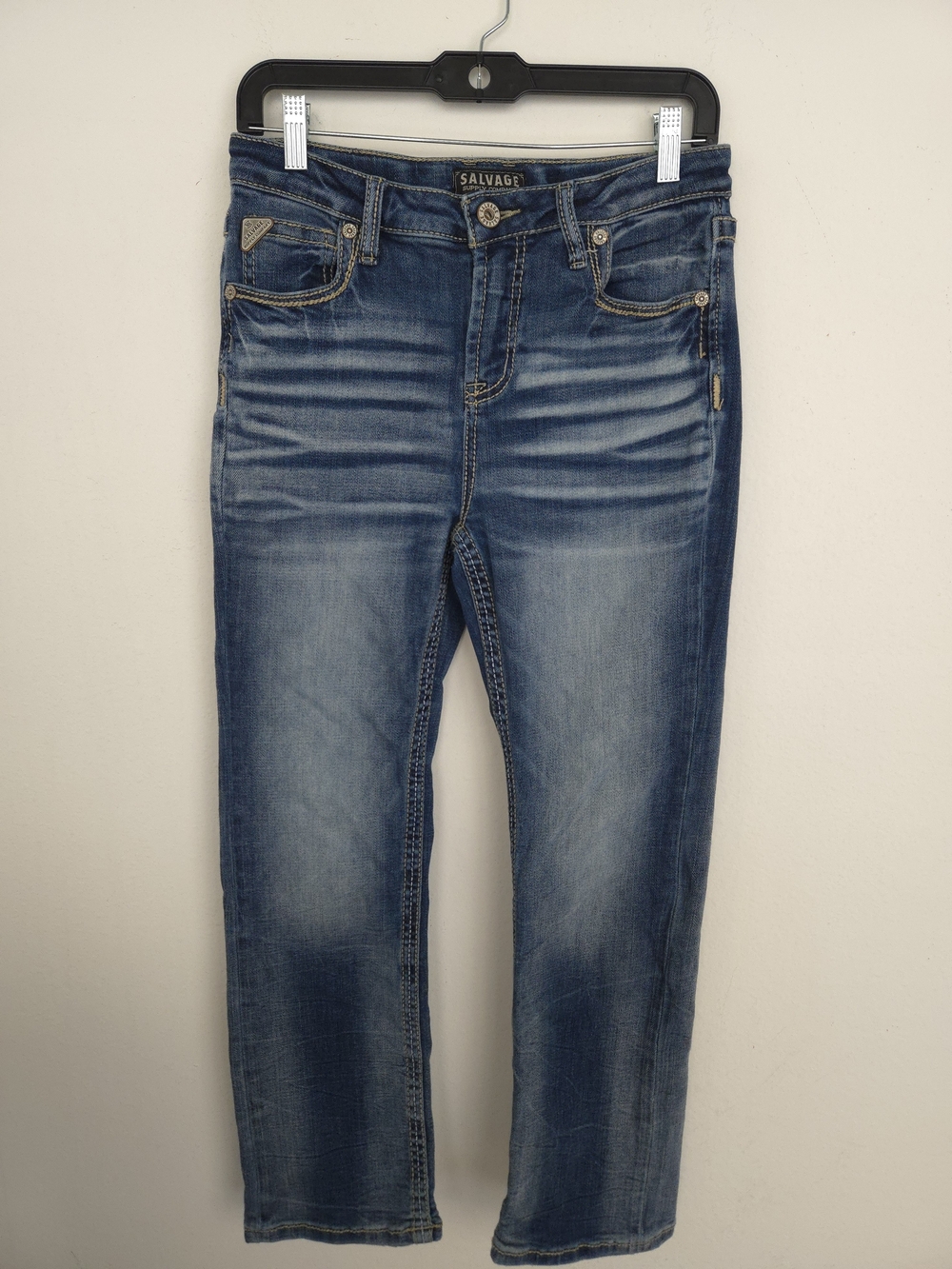 Salvage Supply Co Boys 12R Madness Straight Jeans Buckle Relaxed Fit Embroidered